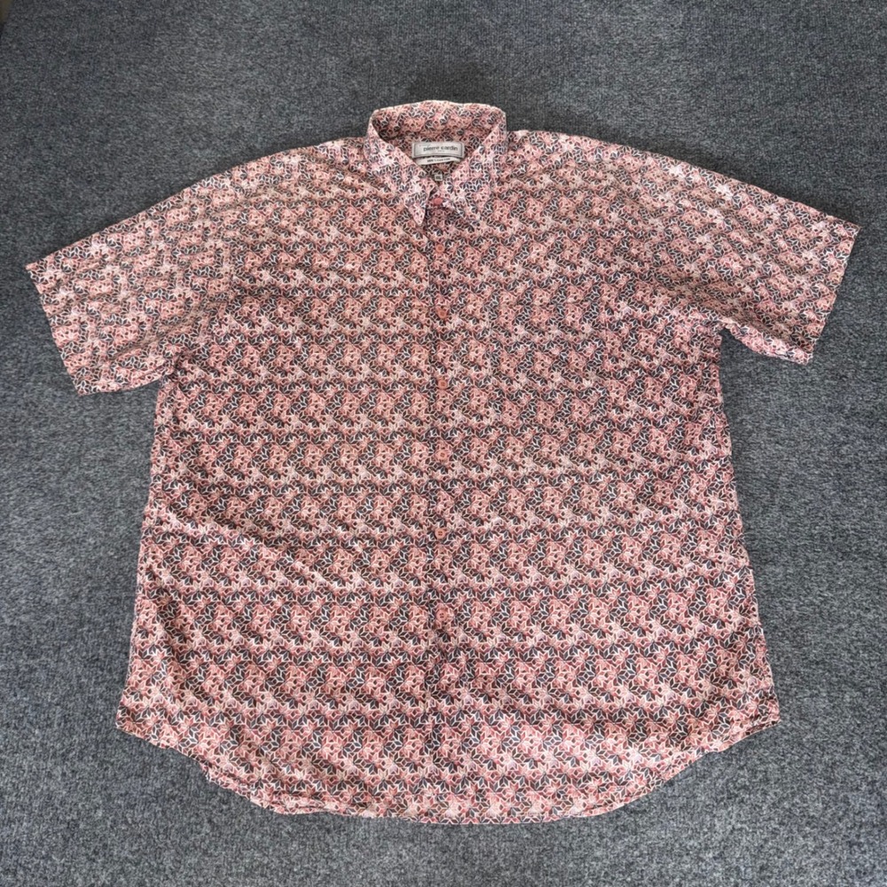 Pierre Cardin Prestige Mens XXL Geometric Short Sleeve Button Shirt Casual Dress